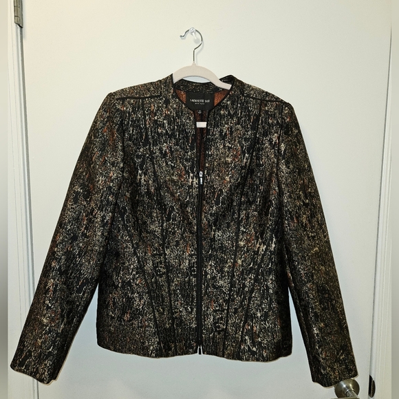 Lafayette 148 New York Black and Brown Women's Blazer Size 12 - Picture 1 of 10